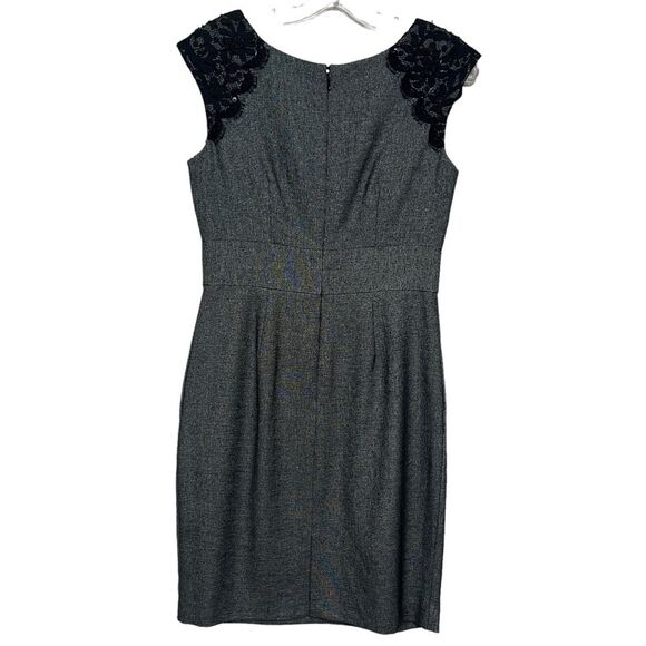 Eliza J Petite Sheath Dress Women's Heather Gray w/ Black Lace Beaded 6P - Picture 5 of 14